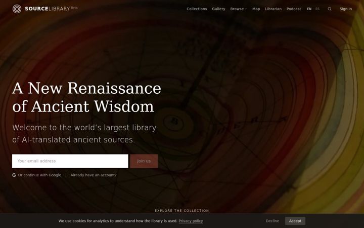 Screenshot of sourcelibrary.org
