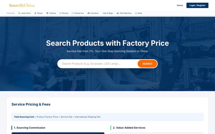 Zrzut ekranu sourcifychina.com