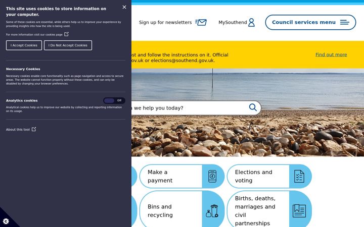 Screenshot di southend.gov.uk