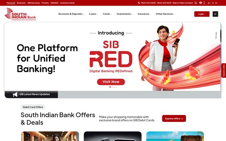 Screenshot of southindianbank.com