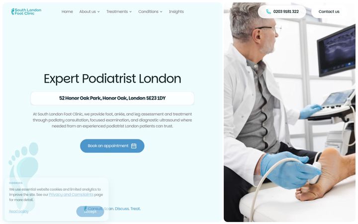 Screenshot of southlondonfootclinic.co.uk