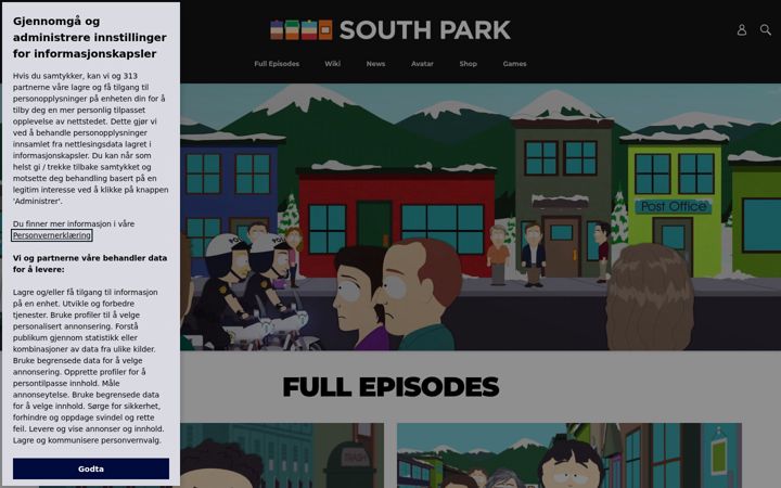 Screenshot di southparkstudios.nu