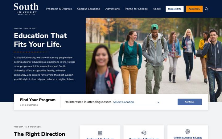 Screenshot of southuniversity.edu
