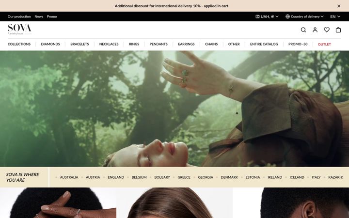 Screenshot of sovajewels.com