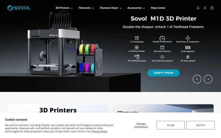 Screenshot of sovol3d.com
