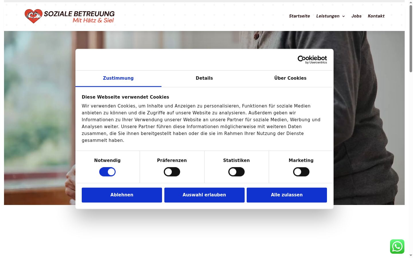 Screenshot del banner di consenso mostrato prima di qualsiasi interazione