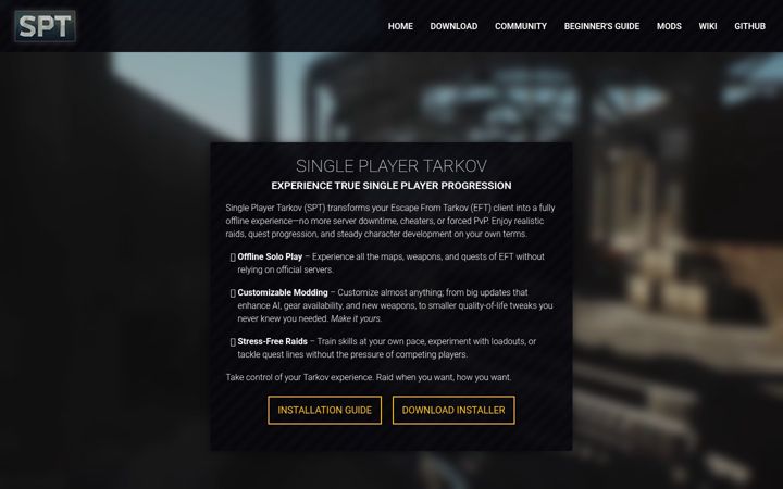 Screenshot of sp-tarkov.com