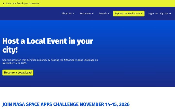 Screenshot of spaceappschallenge.org