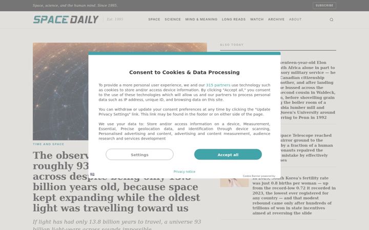Screenshot di spacedaily.com