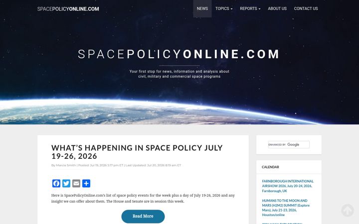 Screenshot of spacepolicyonline.com