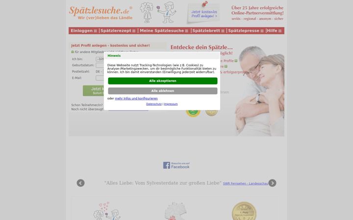 Screenshot of spaetzlesuche.de