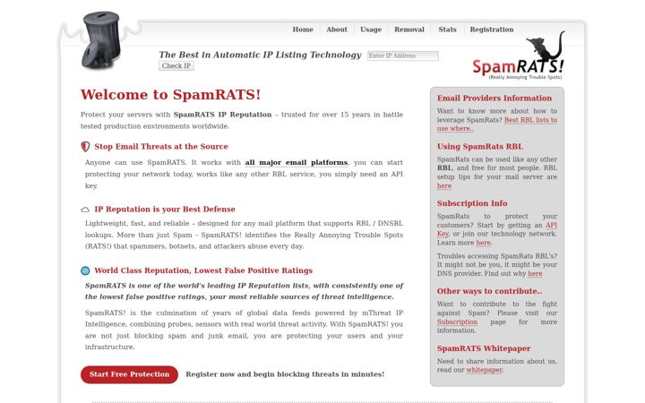 Skärmbild av spamrats.com