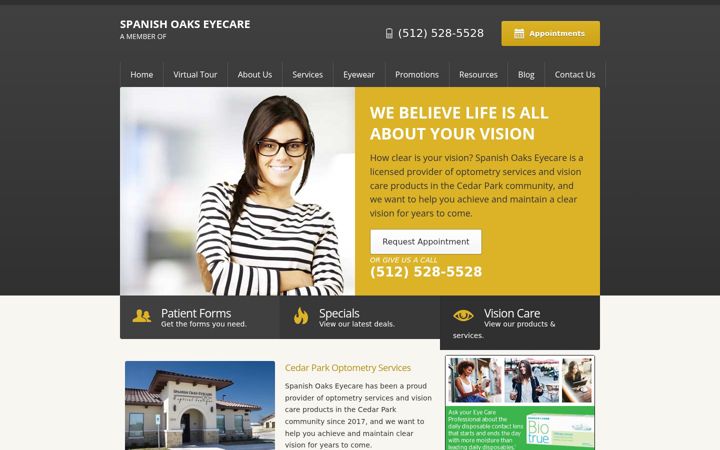 Screenshot of spanishoakseyecare.com