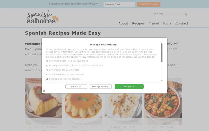 Screenshot of spanishsabores.com