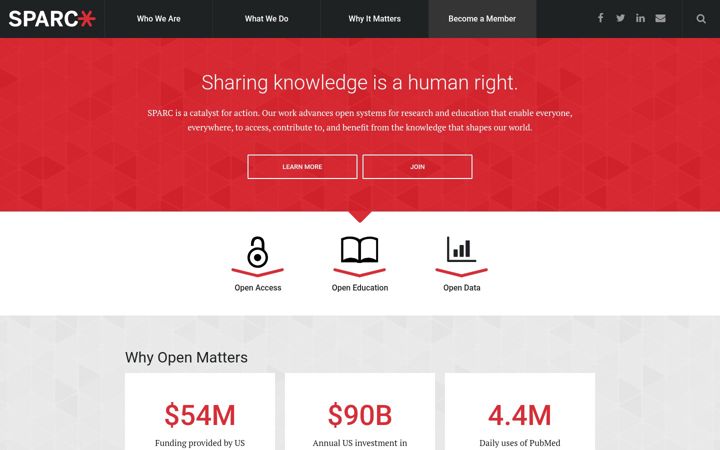 Screenshot of sparcopen.org