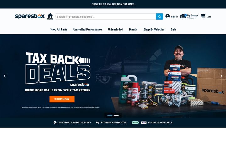 Ekrano kopija sparesbox.com.au