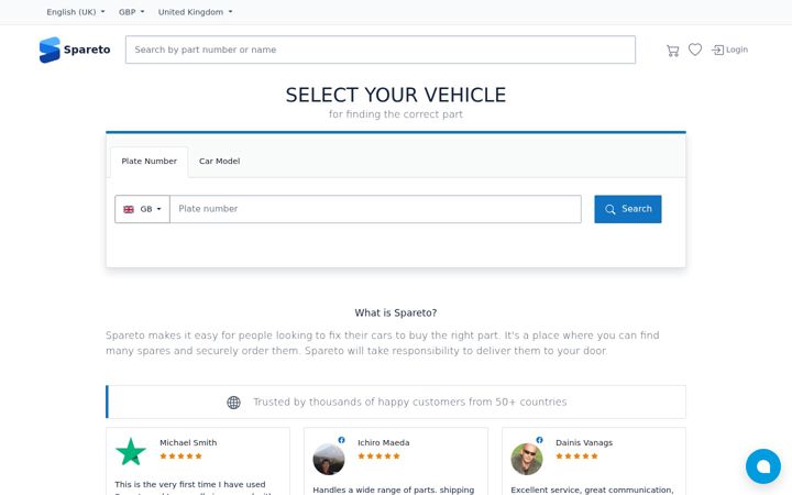 Screenshot of spareto.co.uk