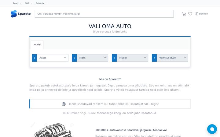 Screenshot stránky spareto.ee