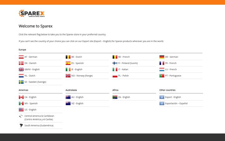 Screenshot of sparex.com