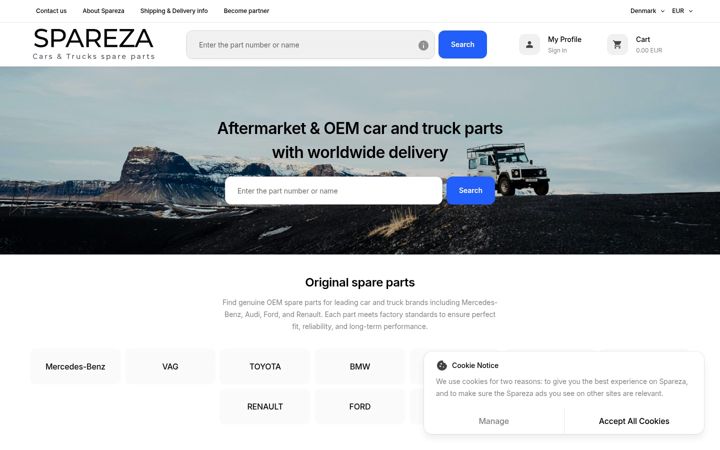 Screenshot of spareza.com