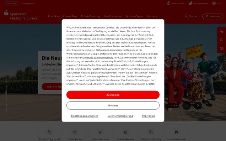Screenshot of sparkasse-ffb.de