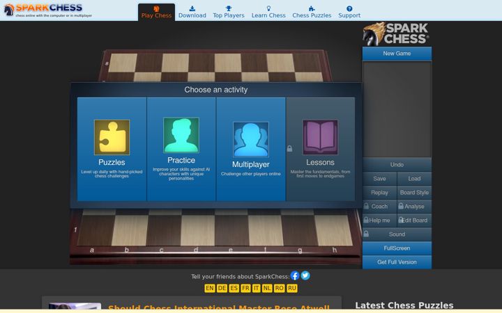Screenshot of sparkchess.com