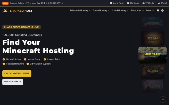 Screenshot of sparkedhost.us