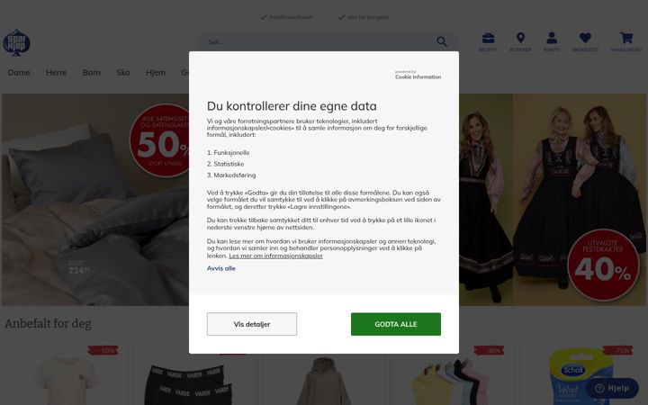 Screenshot of sparkjop.no