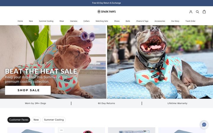 Kuvakaappaus sivustosta sparkpaws.com