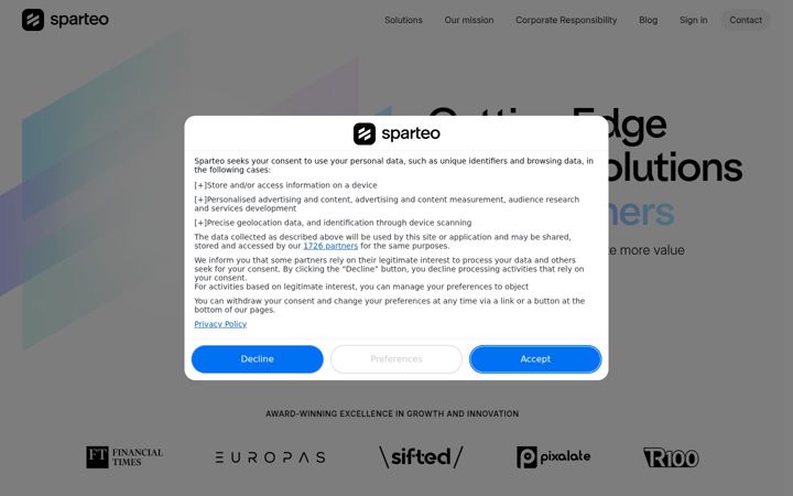Ekrānuzņēmums no sparteo.com