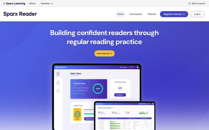 Screenshot of sparxreader.com
