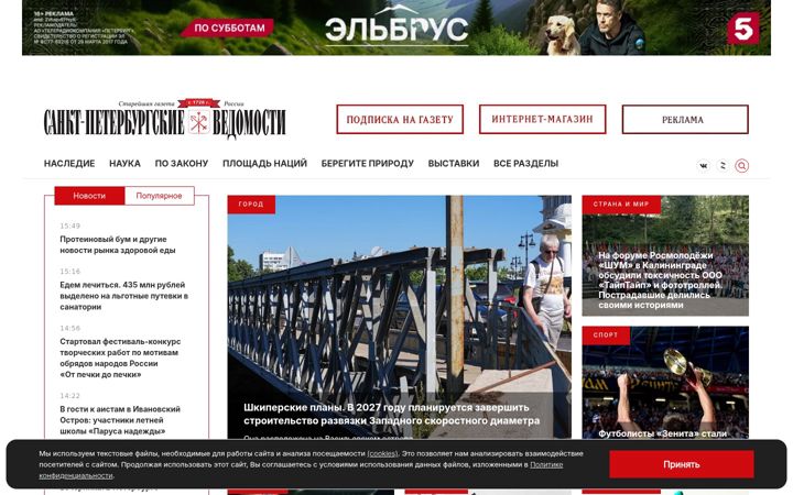 Screenshot of spbvedomosti.ru