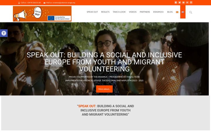 Kuvakaappaus sivustosta speakoutconstruyendoeuropasocial.eu
