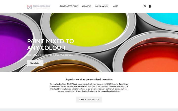 Kuvakaappaus sivustosta specialistcoatingsnw.co.uk