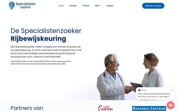 Screenshot di specialistenzoeker.nl