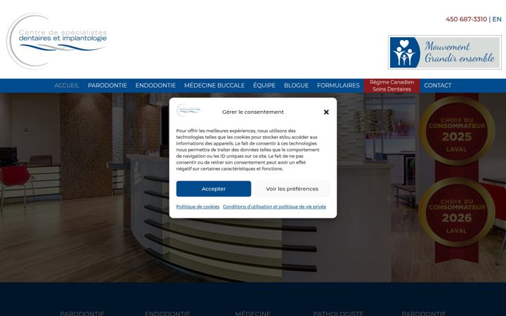 Posnetek zaslona specialistesdentaireslaval.com