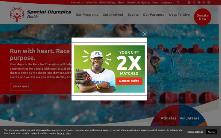 Screenshot of specialolympicsflorida.org