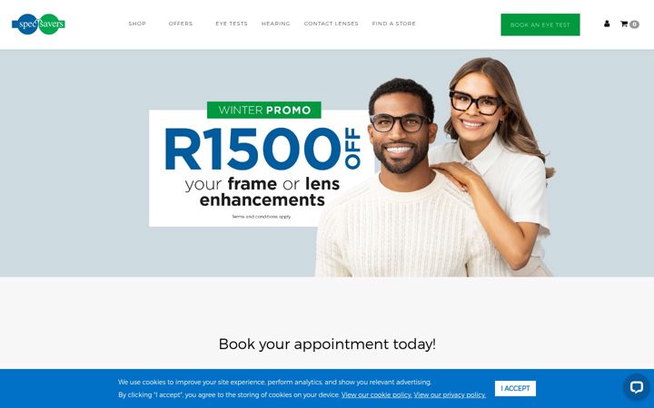 Screenshot of specsavers.co.za