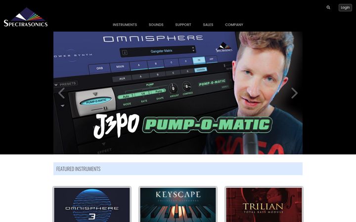 Screenshot of spectrasonics.net