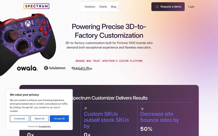 Screenshot of spectrumcustomizer.com