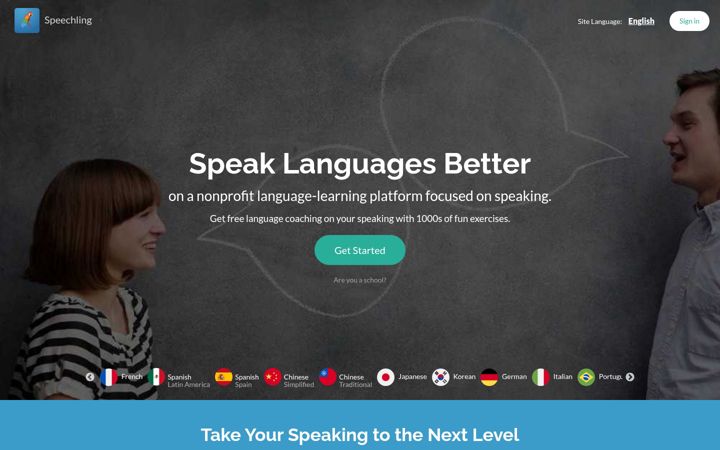 Screenshot of speechling.com