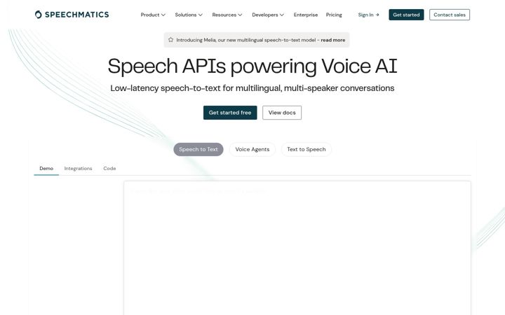 Screenshot of speechmatics.com