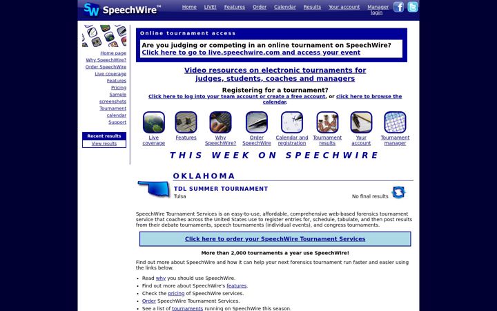 Screenshot of speechwire.com