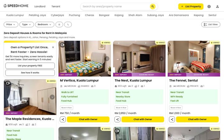 Screenshot of speedhome.com