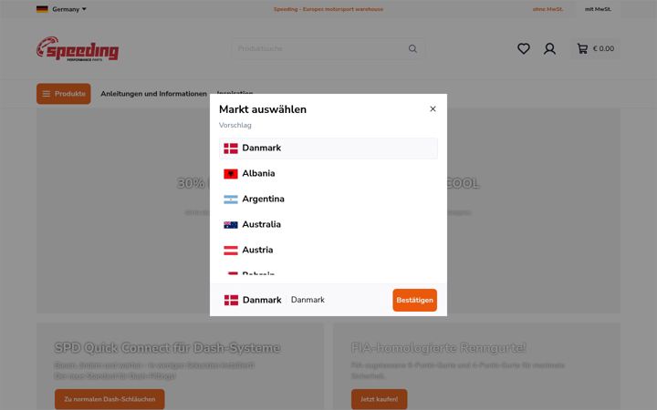 Screenshot of speedingparts.de