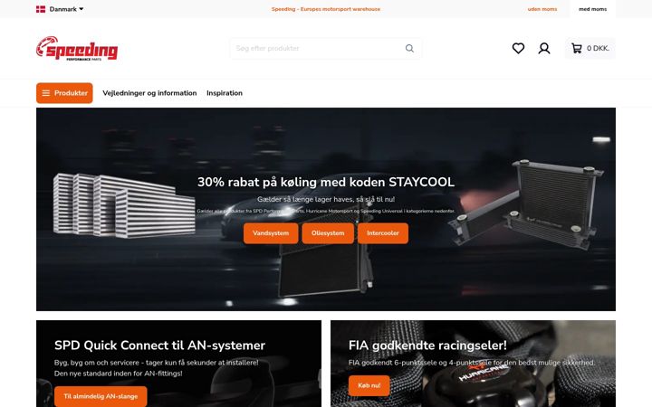 Screenshot του speedingparts.dk