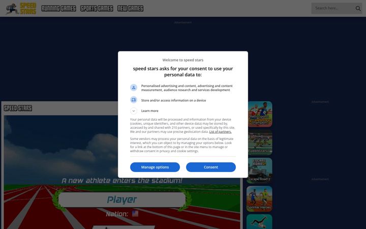 Screenshot of speedstars2.io
