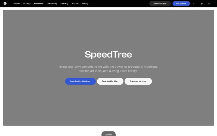 Screenshot of speedtree.com