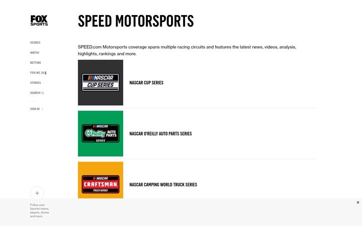 Screenshot of speedtv.com