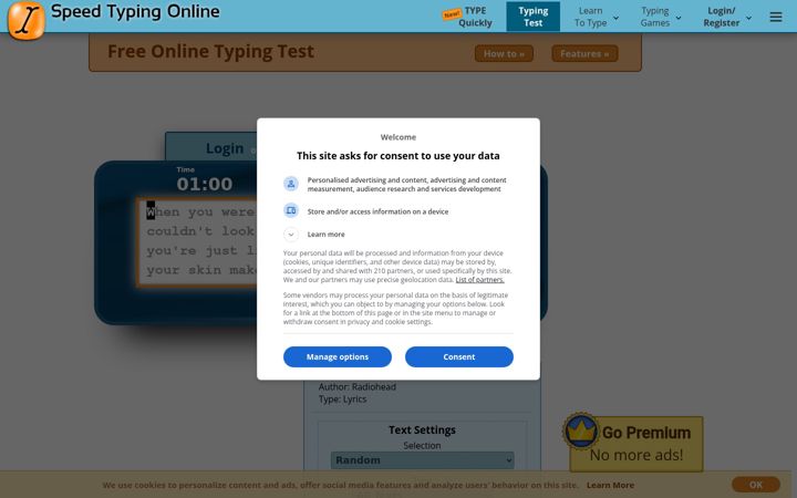 Screenshot of speedtypingonline.com